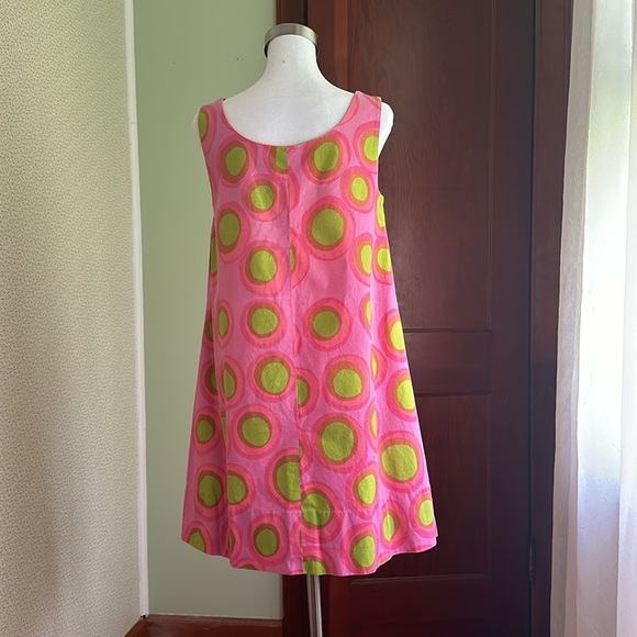 VINTAGE Marimekko Pink & Green Polkadot Dress, Size L - Picture 10 of 11